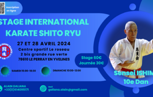 STAGE INTERNATIONAL KARATE SHITO RYU 27 ET 28 AVRIL 2024