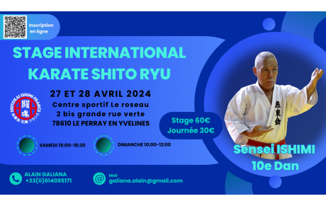 STAGE INTERNATIONAL KARATE SHITO RYU 27 ET 28 AVRIL 2024